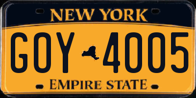 NY license plate GOY4005