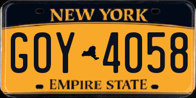 NY license plate GOY4058