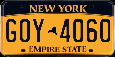 NY license plate GOY4060