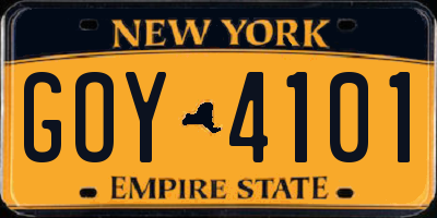 NY license plate GOY4101