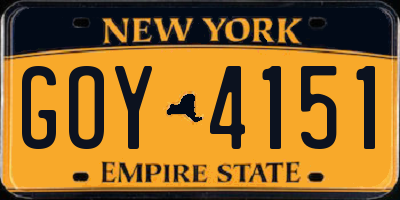 NY license plate GOY4151