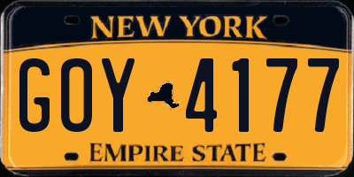 NY license plate GOY4177