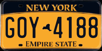 NY license plate GOY4188