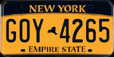 NY license plate GOY4265