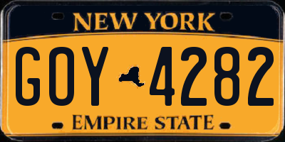 NY license plate GOY4282
