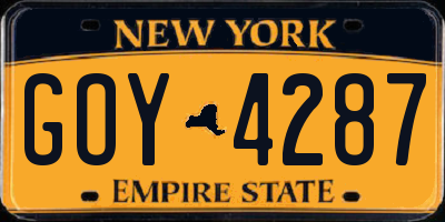 NY license plate GOY4287