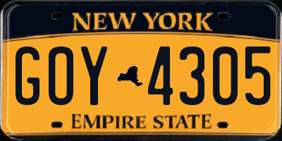 NY license plate GOY4305