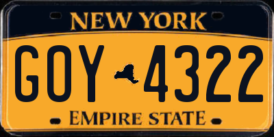 NY license plate GOY4322