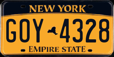 NY license plate GOY4328