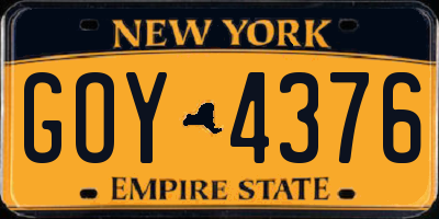 NY license plate GOY4376