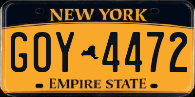 NY license plate GOY4472