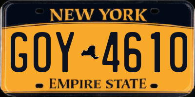 NY license plate GOY4610