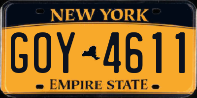 NY license plate GOY4611