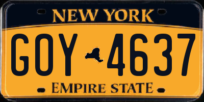 NY license plate GOY4637
