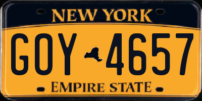 NY license plate GOY4657