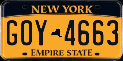 NY license plate GOY4663
