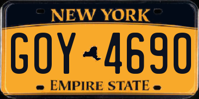 NY license plate GOY4690
