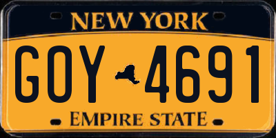 NY license plate GOY4691