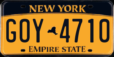 NY license plate GOY4710