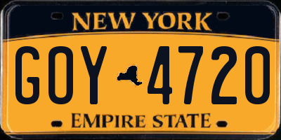 NY license plate GOY4720