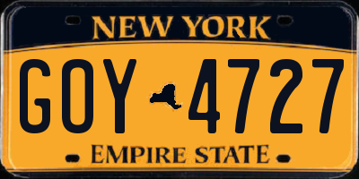 NY license plate GOY4727