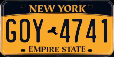 NY license plate GOY4741
