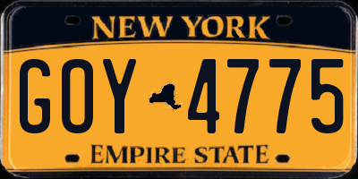 NY license plate GOY4775