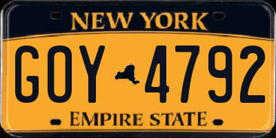 NY license plate GOY4792