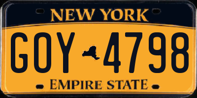 NY license plate GOY4798