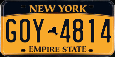 NY license plate GOY4814