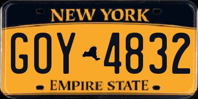 NY license plate GOY4832