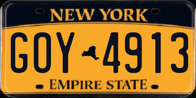 NY license plate GOY4913