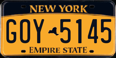 NY license plate GOY5145