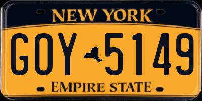 NY license plate GOY5149
