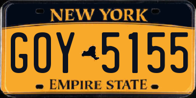 NY license plate GOY5155