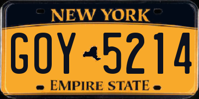 NY license plate GOY5214