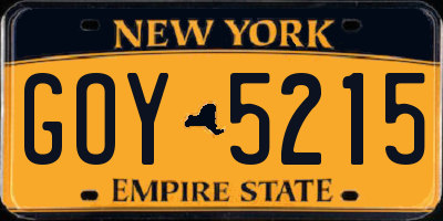 NY license plate GOY5215