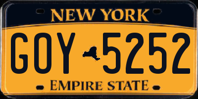 NY license plate GOY5252