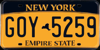 NY license plate GOY5259