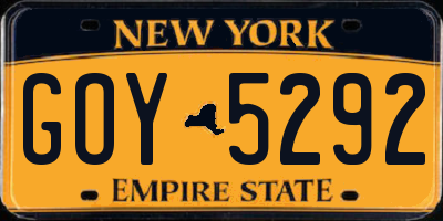 NY license plate GOY5292