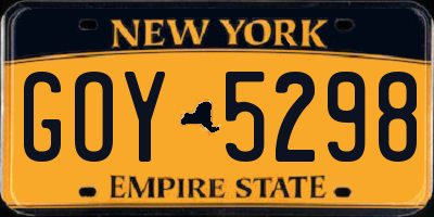 NY license plate GOY5298