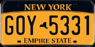 NY license plate GOY5331