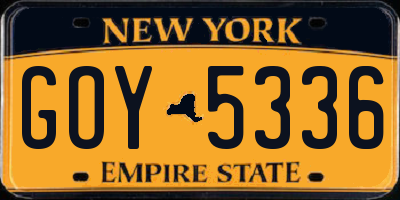 NY license plate GOY5336