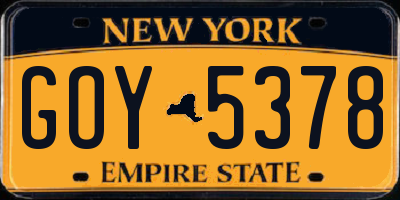 NY license plate GOY5378