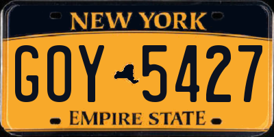 NY license plate GOY5427