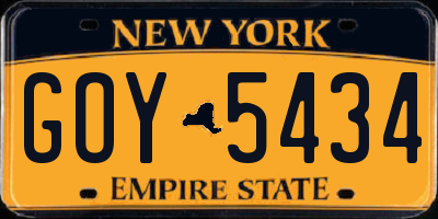 NY license plate GOY5434