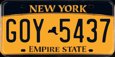 NY license plate GOY5437