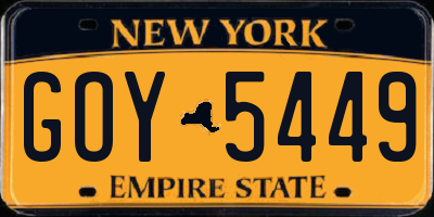 NY license plate GOY5449