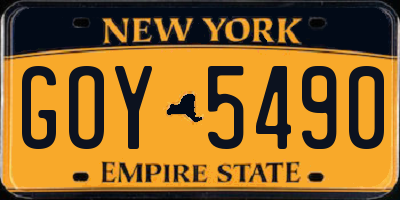 NY license plate GOY5490