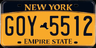 NY license plate GOY5512